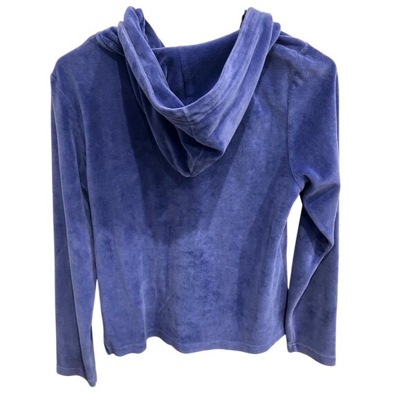 Womens Velour Purple Zip Up Hoodie Jacket SZ Petite Small - Picture 2 of 8